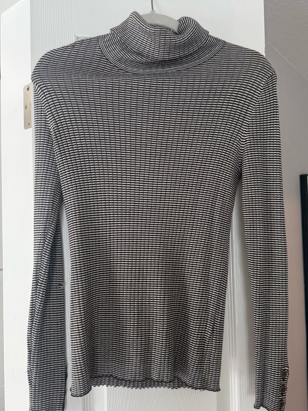 J. McLaughlin Brown and White Striped Knit Top